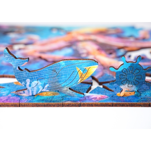 Puzzle Drewniane 25 x 25 cm Ośmiornica 155 Elementów Układanka Drewniana